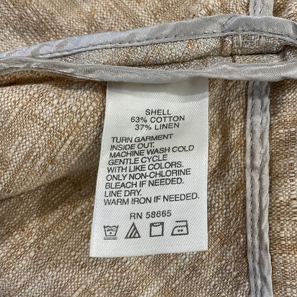 Classique Entier Shimmery Tan Jacket Peplum Gold Wire Floral Buttons Size XL - Picture 6 of 7